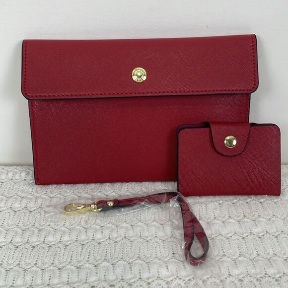 NWT Amazon Faux Leather Red and Black Women's Tote Bag Set - Picture 6 of 10